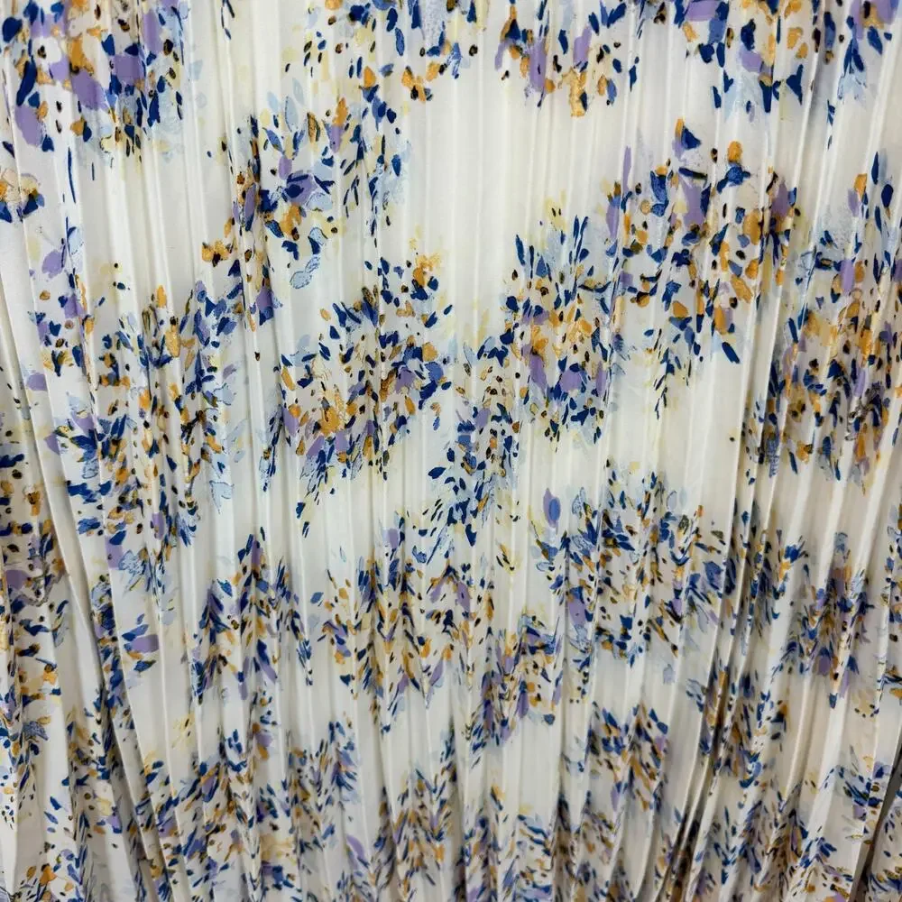 Vince Camuto Plus Size White Floral Pleated Pull On Midi Skirt Size XXL